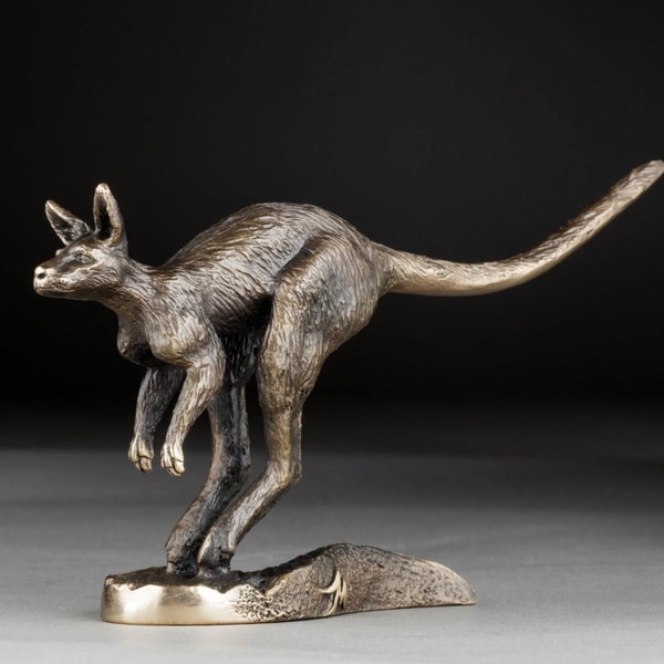 FLYING KANGAROO Bronze Sculpture, Australian Animals, Australian Made Gift, Bronze Figure, Australian Artist, Miniature Bronze Figurine