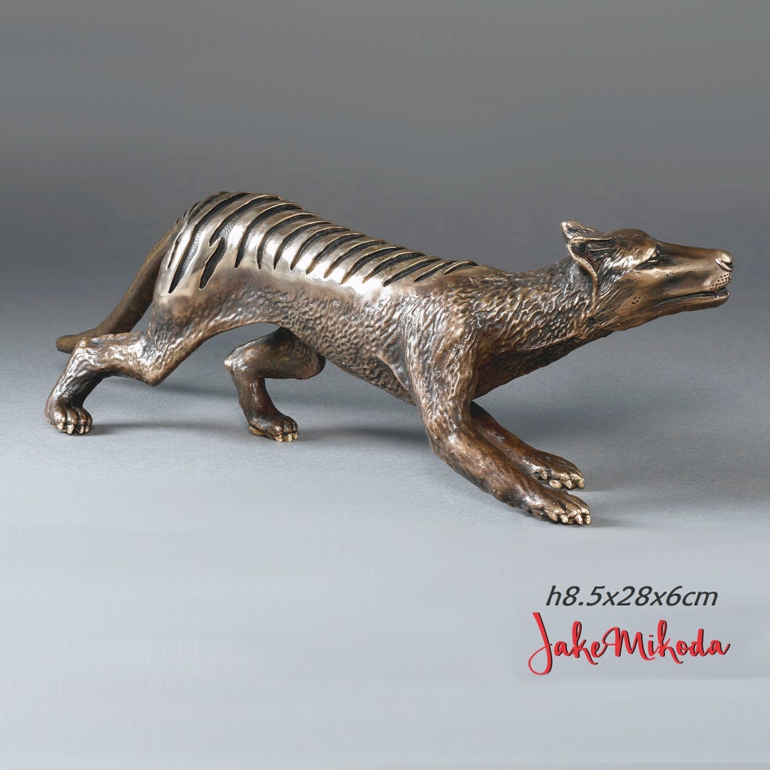 NEW Large THYLACINE tasmanian Tiger Bronze Sculpture H8.5xl28xw6cm