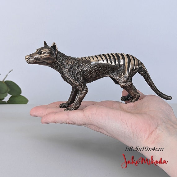 THYLACINE (tasmanian Tiger) Bronze Sculpture Miniature H8