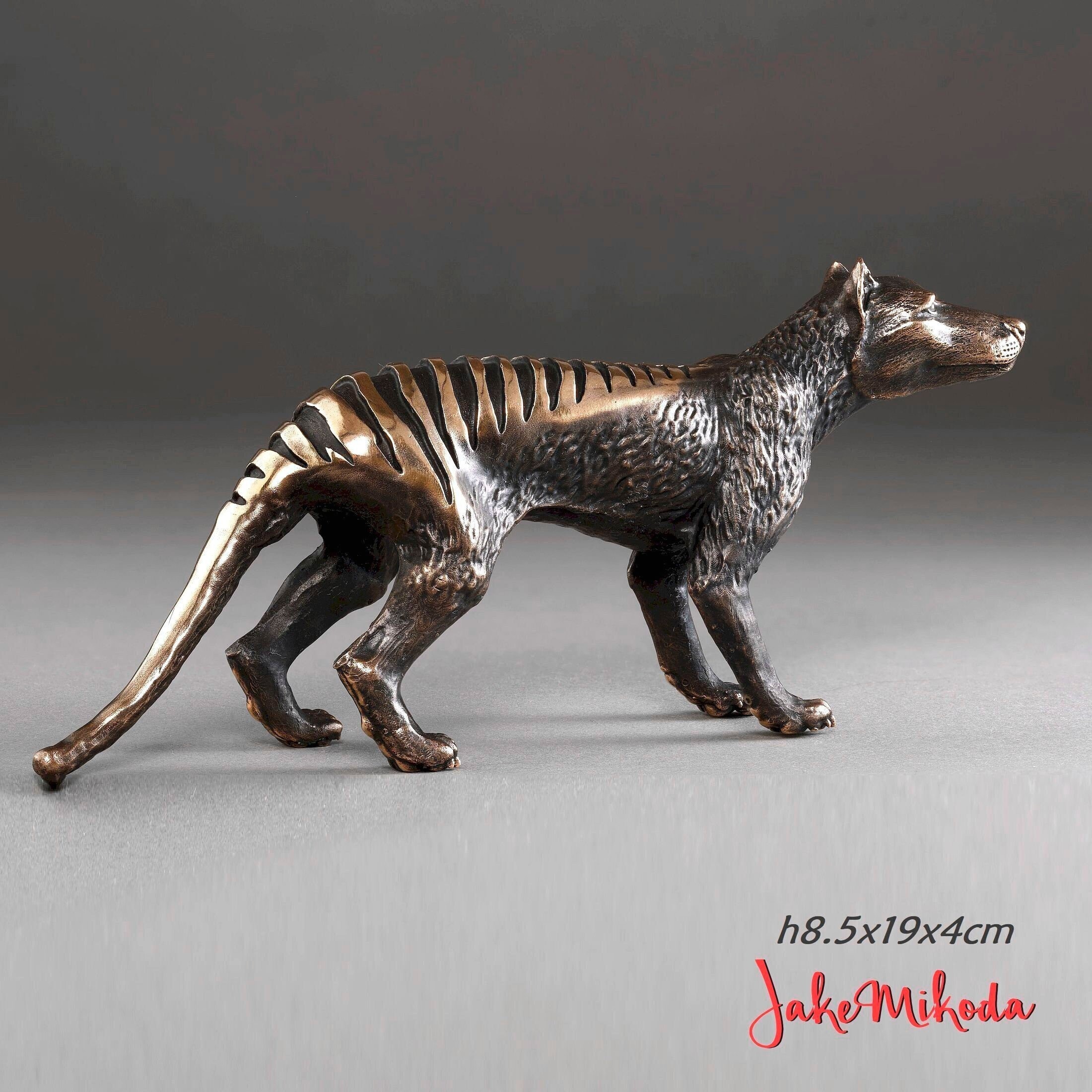 THYLACINE (tasmanian Tiger) Bronze Sculpture Miniature H8
