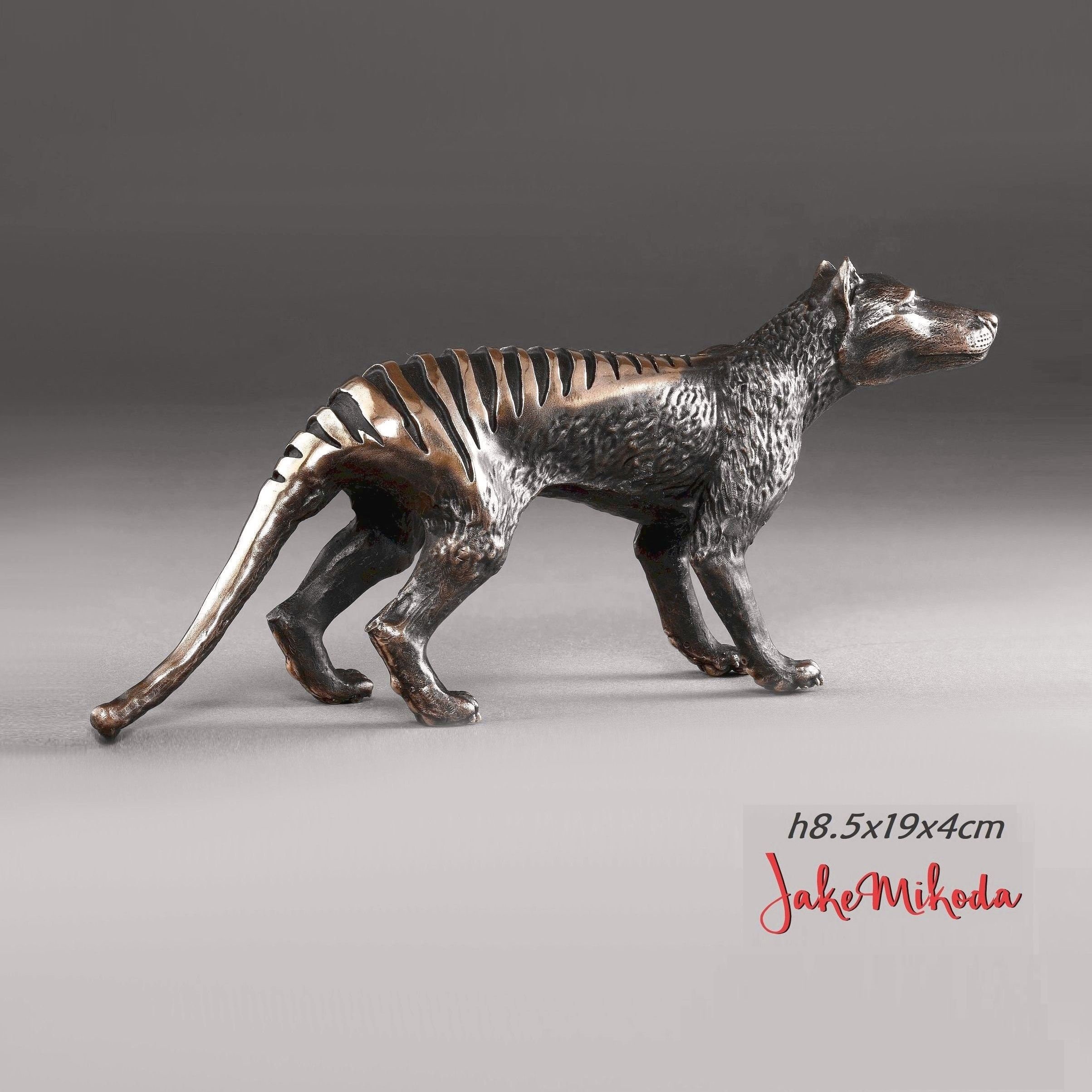 THYLACINE (tasmanian Tiger) Bronze Sculpture Miniature H8