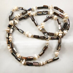 CEDRE GREY MOTHER-OF-PEARL OVAL LONG NECKLACE