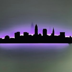 Cleveland Ohio Skyline Light Wall Hanging - Cleveland Gifts,  Cleveland Wall Art, Modern Home Decor, Wall Banner, Mural, Cleveland Sign