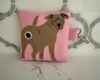 Pitbull dog gift / dog poo bag holder / dog waste bag dispenser