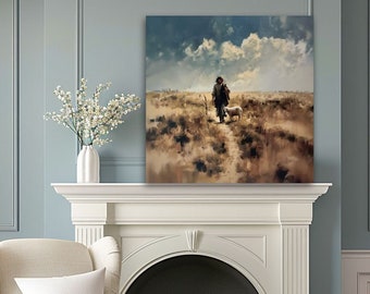 Parable of Jesus Left the 99 canvas art print, Christian wall art, new home gift, living room art, Home Office decor