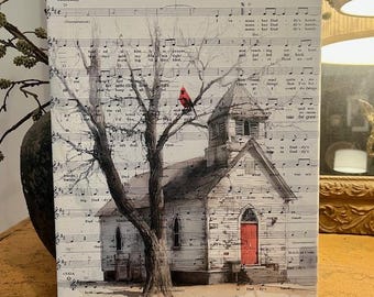 Daddy's Hands Sheet Music Canvas Art Print, Vintage Church Watercolor Wall Decor