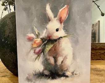 Easter home decor, Spring wall art, Bunny canvas art print, Living room, Rabbit