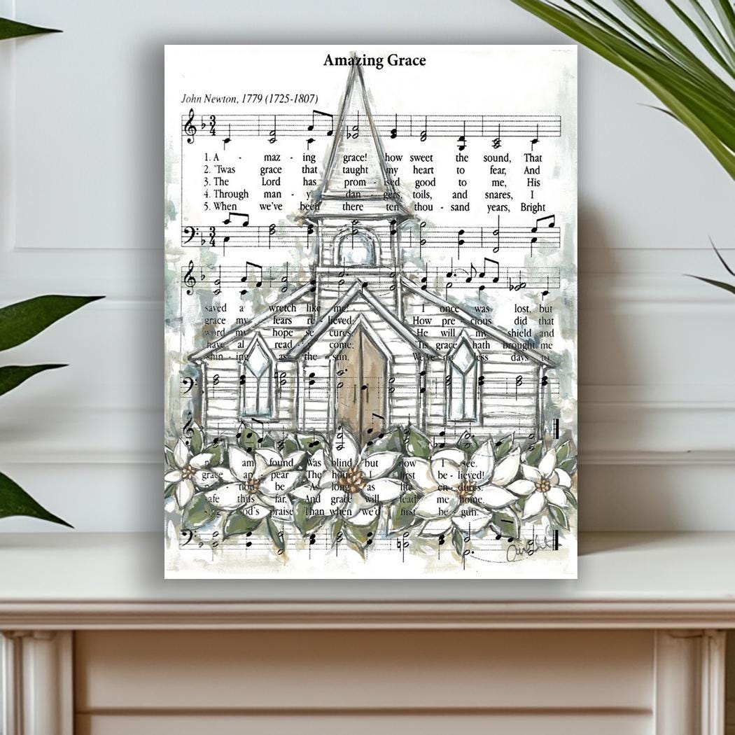 アート・デザイン・音楽 GREAT LEADERS OF THE CHRISTIAN CHURCH Vintage Hymn Canvas Art Print, Old Church Art Decor, Country House