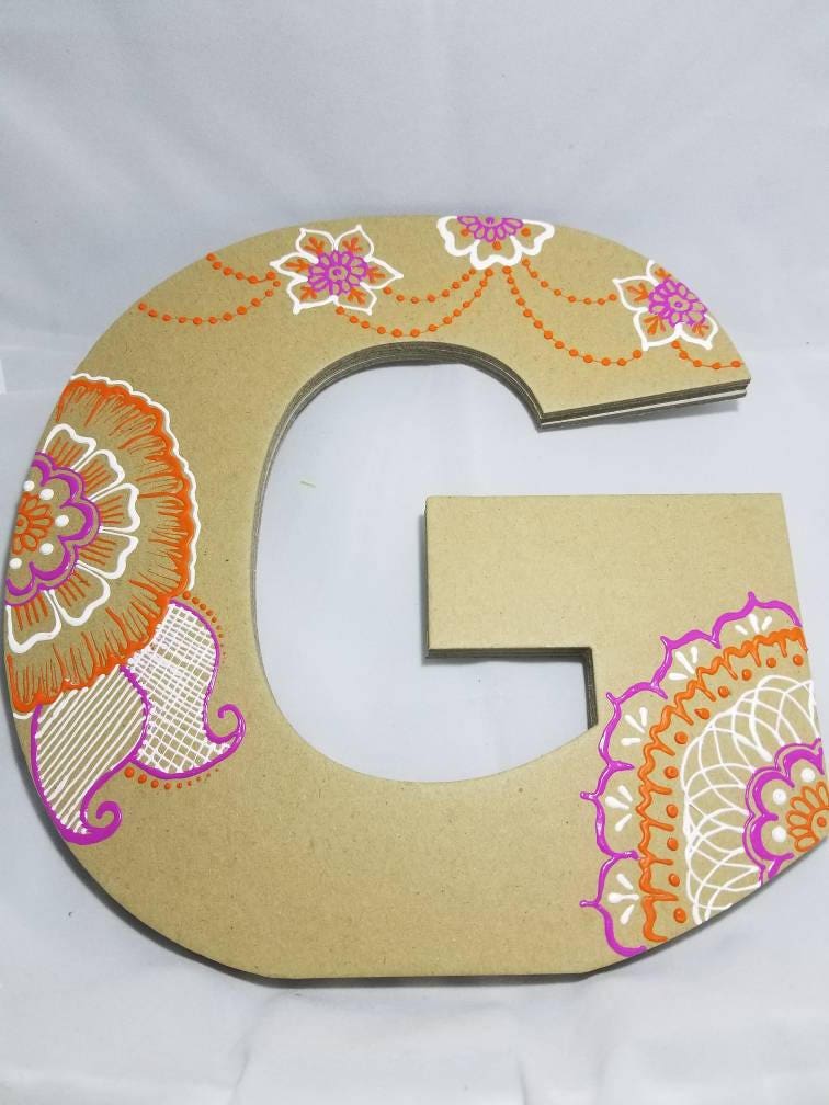 Decorated Henna Style Letter G Etsy