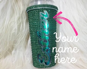 CUSTOM Rhinestone Glitter Name Tumbler 20oz Dome Top