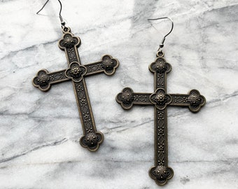 Bronze Cross Earrings