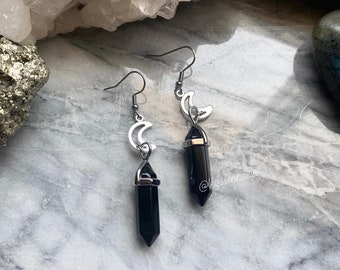 Onyx Moon Earrings