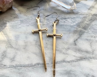 Sword Earrings - Gold