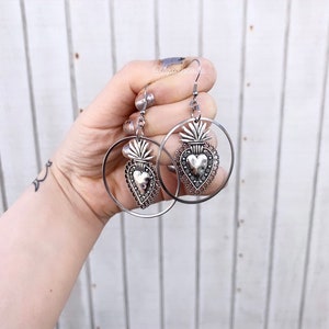 Sacred Heart Hoop Earrings