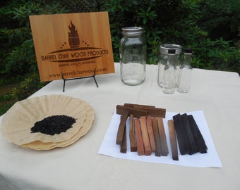 Basic Barrel char Wood products Kit for aging liquor or spirits like whiskey, moonshine, rum, tequila or making flavored vodka