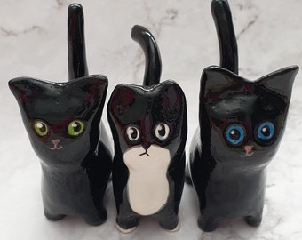 miniature cat sculpture, handmade ceramic cat, small cat, cat lovers gift, collectible, table decoration, ceramic cat, pottery cat