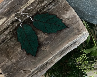 Winter Holly Leaf Earings