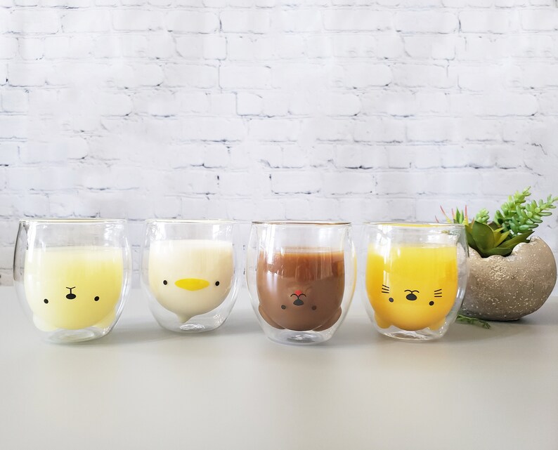 Glass Tea Cups // Cute Animal Collection // Double Walled Etsy