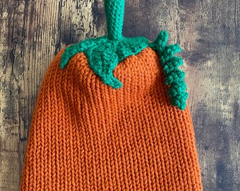 Knitted Pumpkin Hat | Festive Fall Hat | Halloween Hat | Pumpkin Beanie