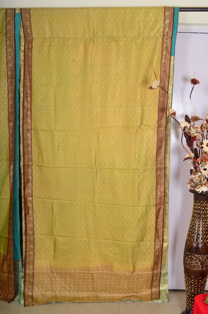 Indian curtain saree Silk curtain sare Boho curtain gypsy curtain hippy bohemian vintage curtain Ethnic wall hanging blue curtain 88 SK128