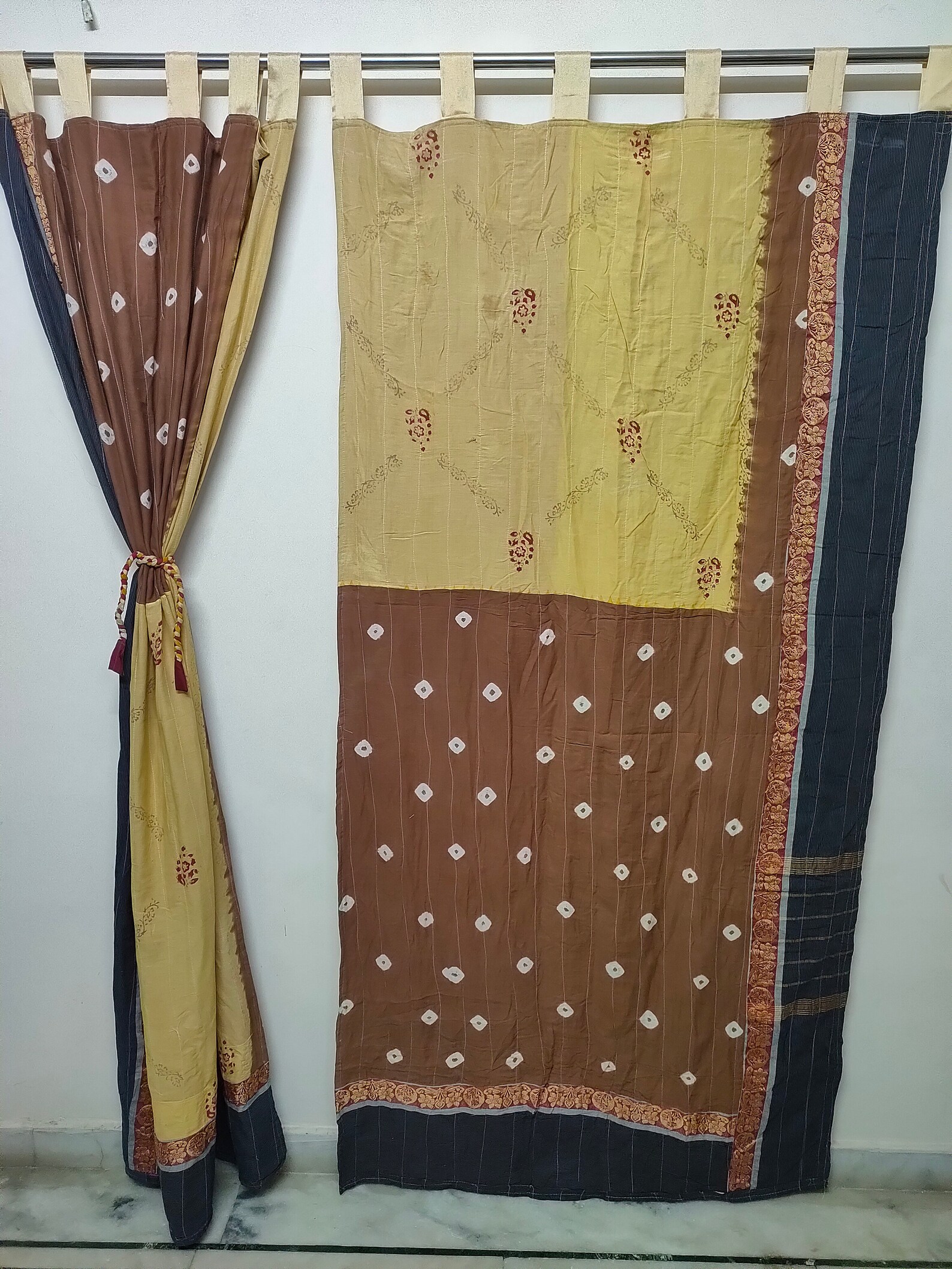 GIFT Indian quilt ivory curtain Cotton Indian curtain Boho Etsy