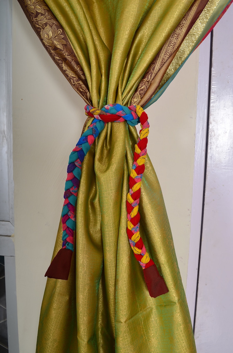 Indian curtain saree Silk curtain sare Boho curtain gypsy curtain hippy bohemian vintage curtain Ethnic wall hanging blue curtain 88 SK128