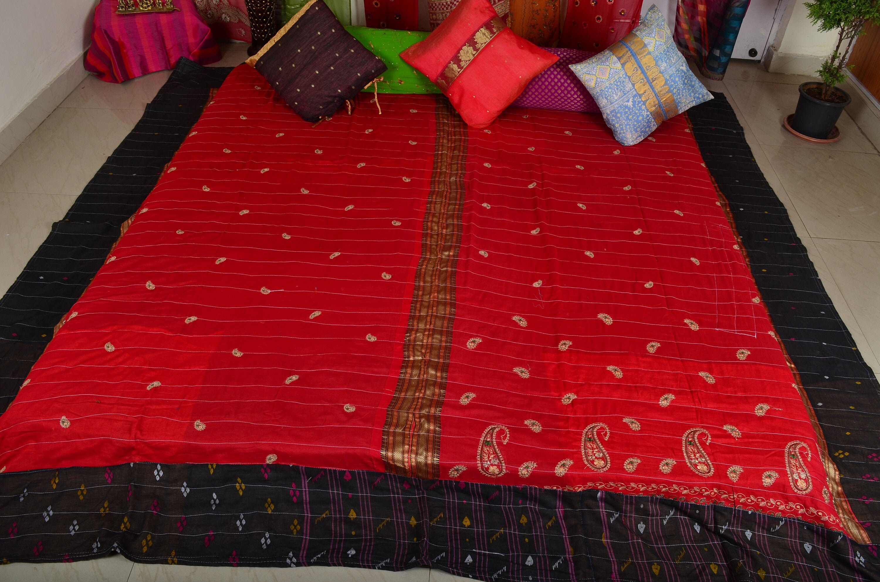 Indian Quilt Reversible Bedspread Indian Blanket Cotton Quilt Etsy