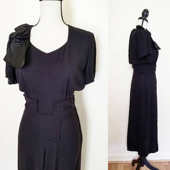 1940s Little Black Dress || Medium