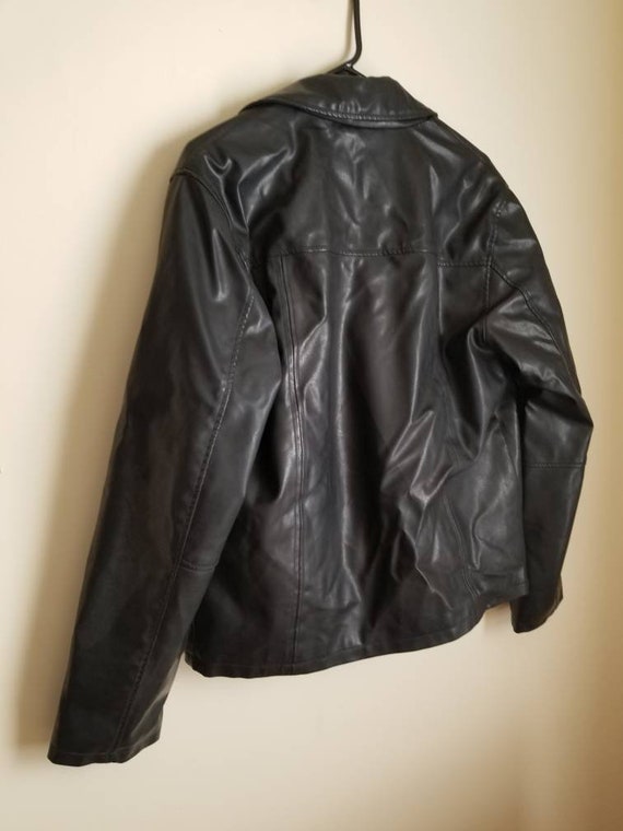 Vintage Black Faux Leather Jacket || Levis - image 5