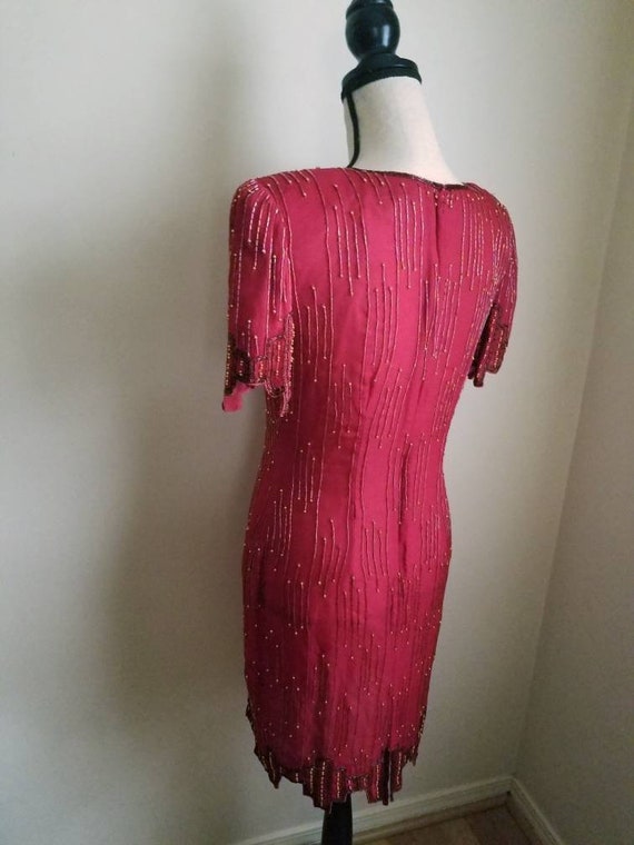 Vintage Red Beaded Dress || Art Deco - image 6