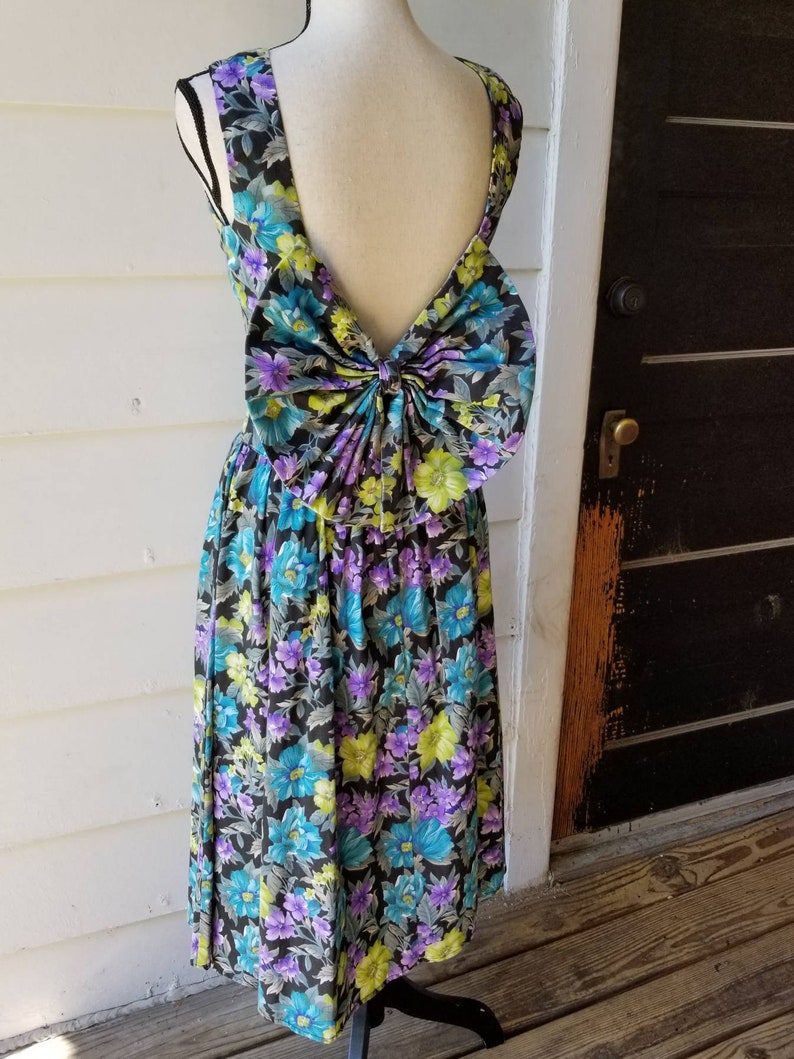 90s Floral Day Dress Oversized Bow All That Jazz