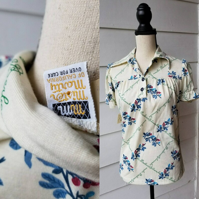 Mister Marty 1970s Deadstock Novelty Floral Top Lis Berleris Autumnalis