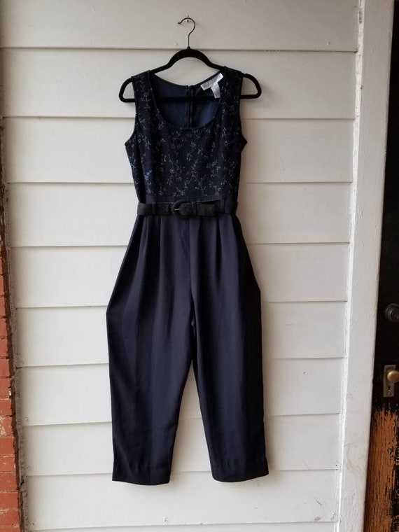 1980s/90s Navy Sparkle Jumpsuit with Top || Jessi… - image 1