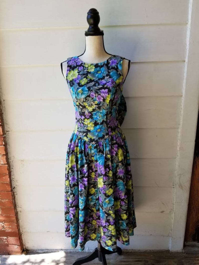 90s Floral Day Dress Oversized Bow All That Jazz