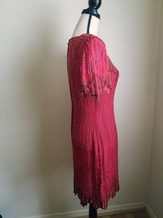 Vintage Red Beaded Dress || Art Deco - image 7
