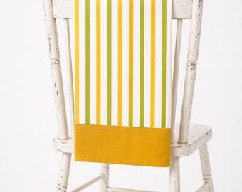 Vintage Full Flat Sheet | Green & Gold Stripe | Cottage Farmhouse Bedding