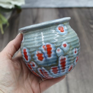 VINTAGE HOUSEPLANT POT, 1970&#39;s blue succulent planter, vintage pottery  for garden lovers gift, home decor planter, pencil holder,