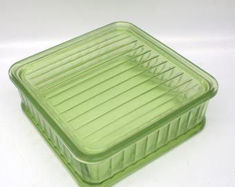 ヴィンテージ アンカーホッキング ウラン冷蔵庫用皿、ソーン＆アザミ