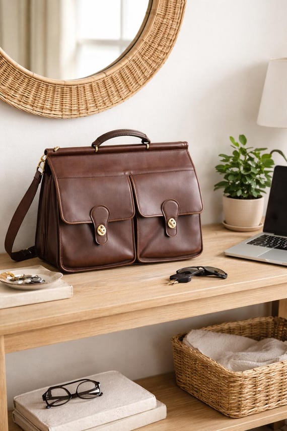 Vintage Coach Computer Bag | 1990's Large Messenger Bag | Luxury