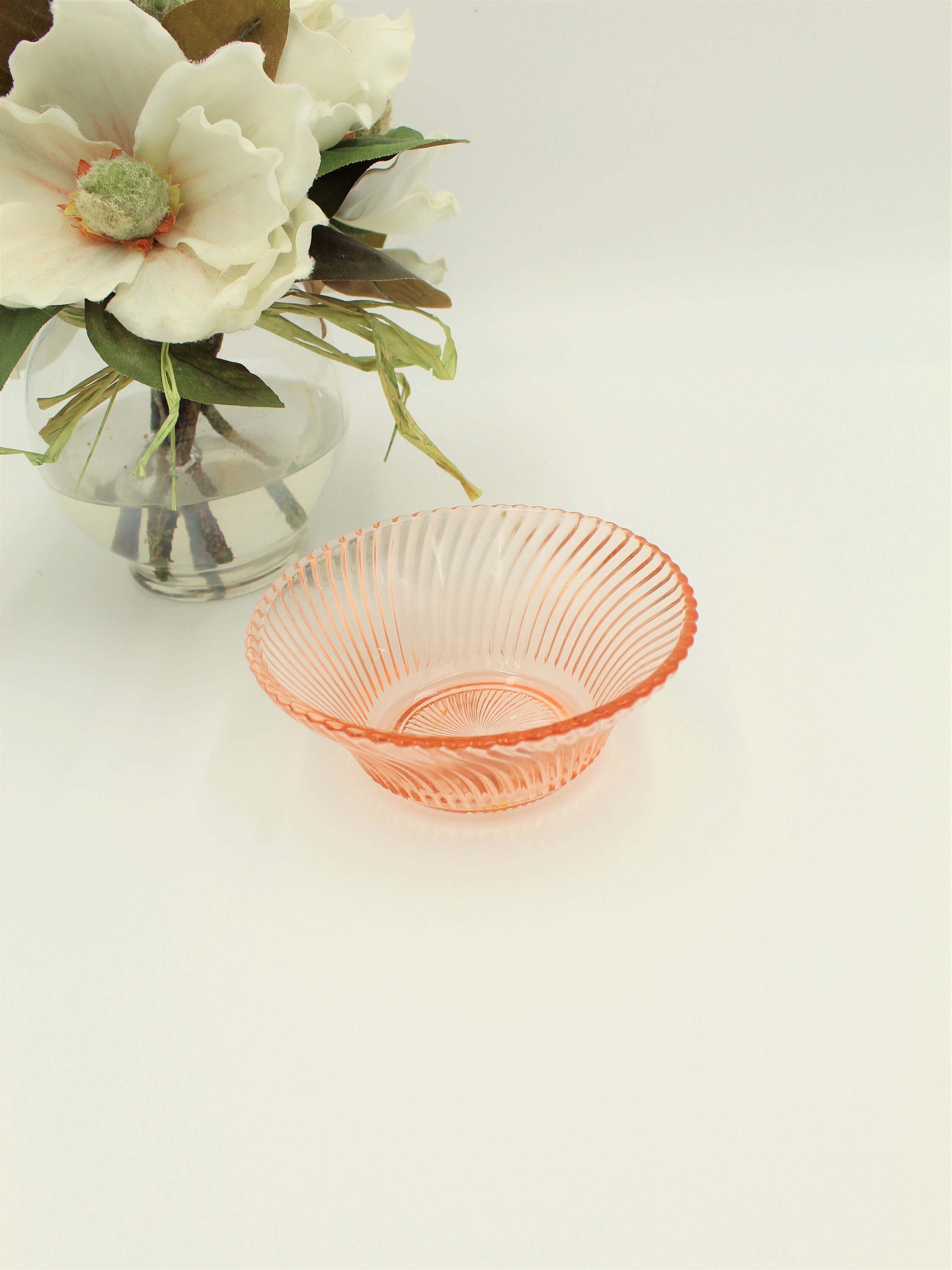 PINK DEPRESSION GLASS Ice Cream Dish Pink Dessert Bowl Glass Etsy