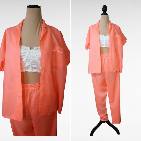 1960's CORAL 2 PIECE PAJAMA by Lady McKenzie, cott