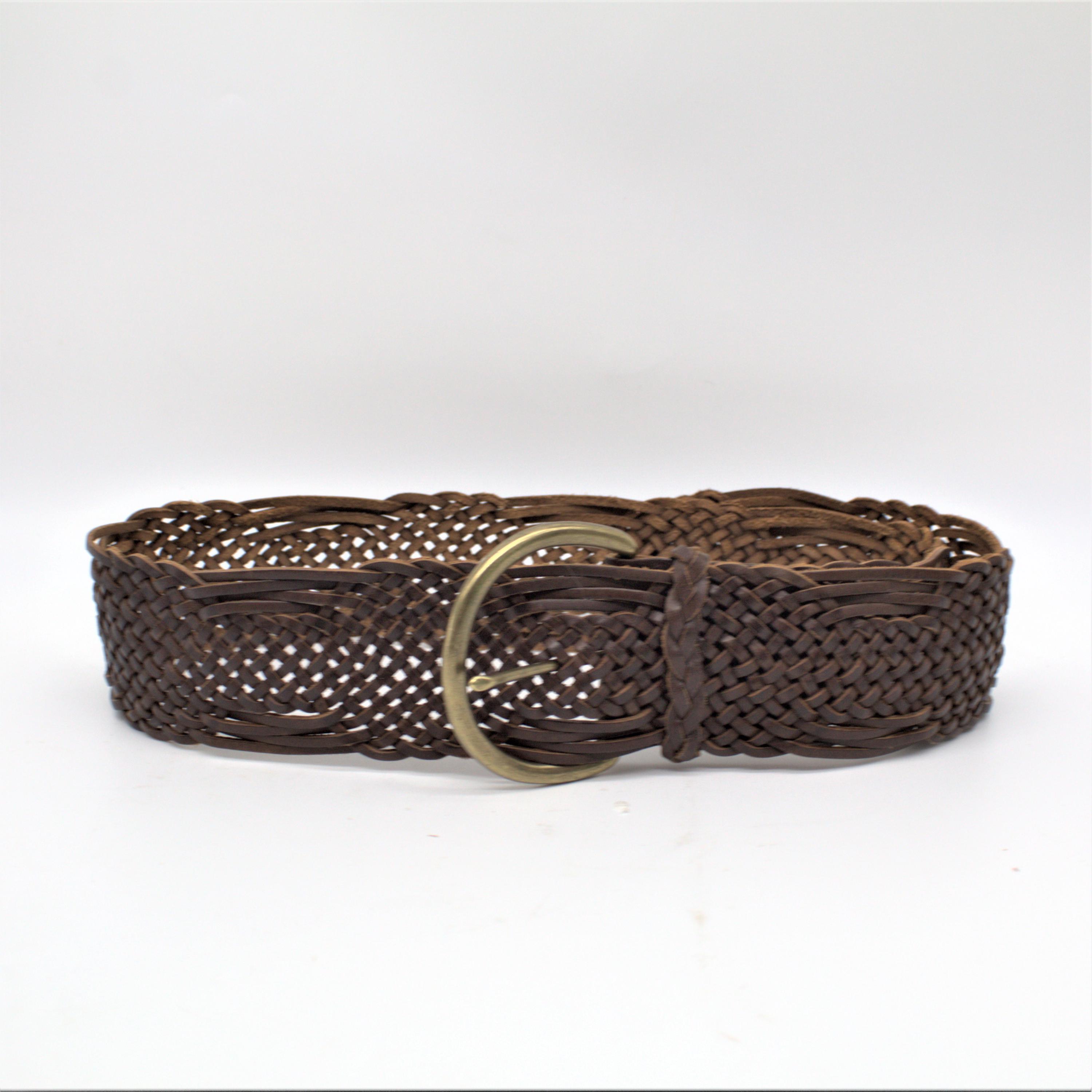 Eddie Bauer Woven Brown Leather Belt Size Medium - Etsy display picture 1