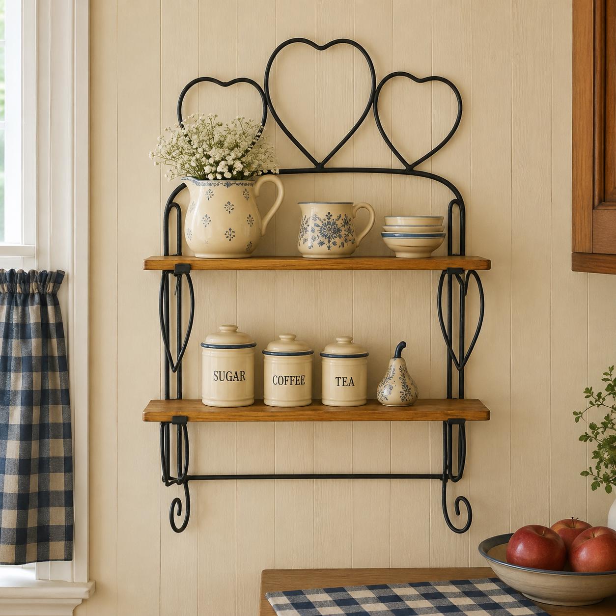 ヴィンテージ カントリー フォトフレーム フラワー ハート y2k 平成レトロ Country Farmhouse Kitchen Spice Shelf | Bathroom Apothecary Wood