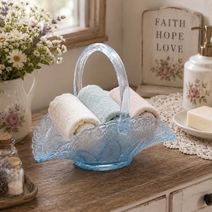 Fenton Glass Basket Blue - Etsy