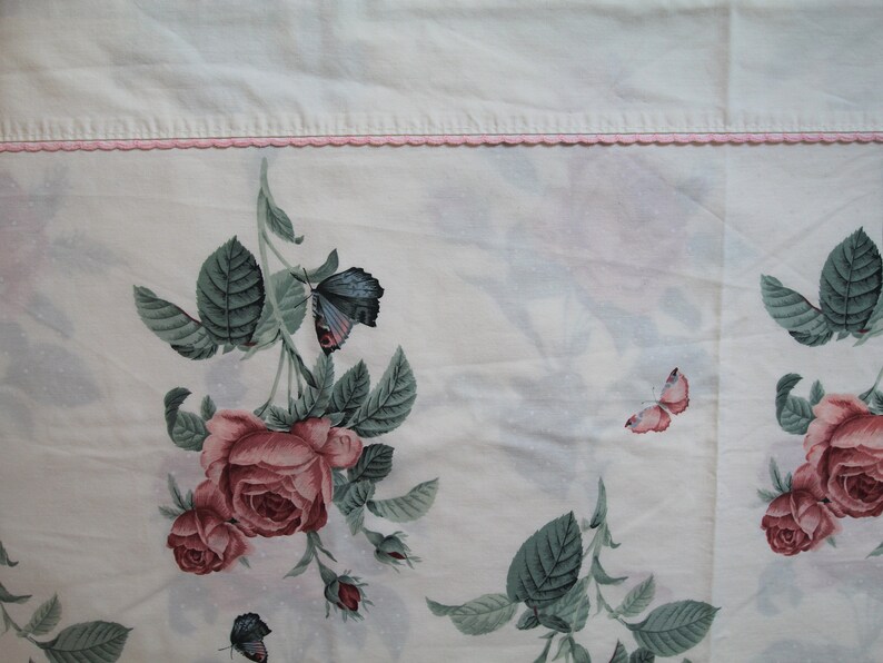 1980's CABBAGE ROSES QUEEN Flat Sheet Vintage Mauve Pink - Etsy