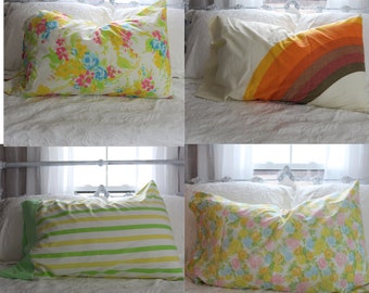 MIX AND MATCH vintage pillow cases  your choice standard size pillowcases for retro boho bedding