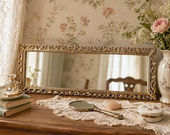 Vintage 1970s Gold Vanity Tray, Hollywood Glam Decor