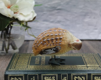 1960 BIRD FIGURINE, mid century stoneware quail, animal lovers gift, california quail table decor, vintage fowl statue for nature lover