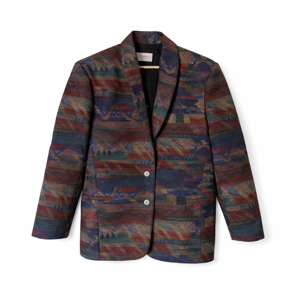 1980s Aztec Blazer | Oversized Size Large | Chic Southwest Jacket - Etsy