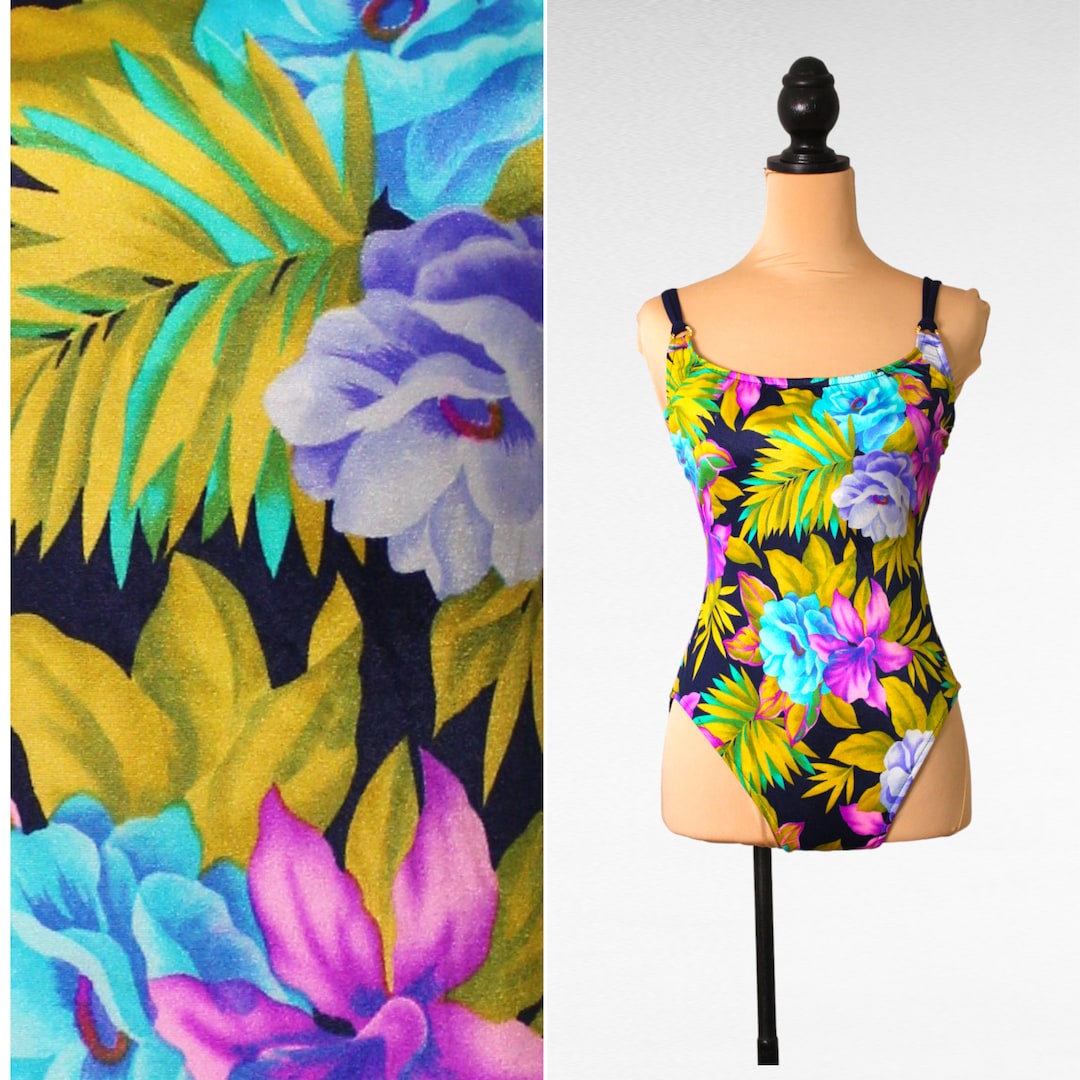 90's Deadstock Purple Floral Swimsuit
